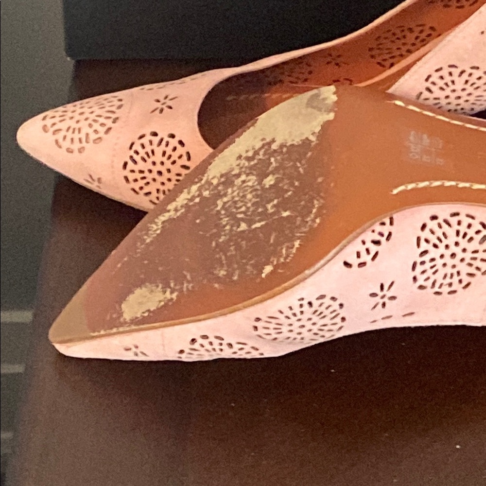 Coach Women's Pink Suede Laser-Cut Pointed Toe Heels - Picture 8 of 8